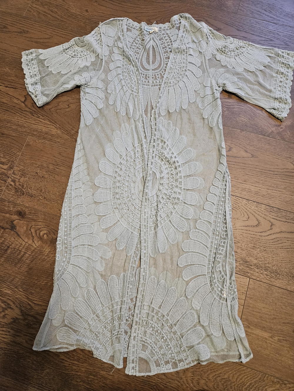 Rebellion Again Sage Green Lace Maxi Kimono
